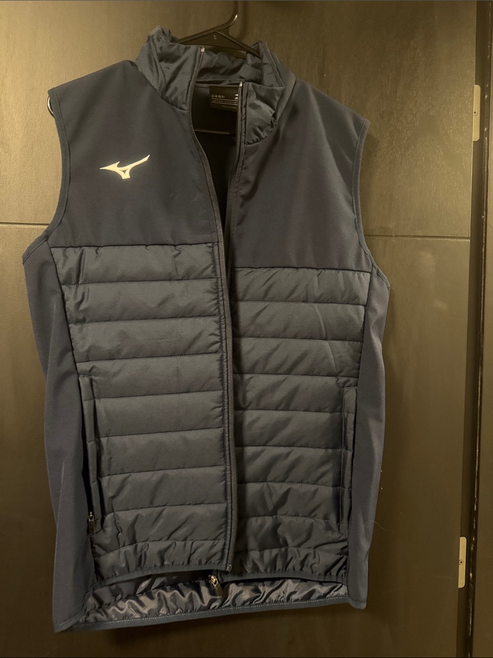 Mizuno Navy Quilted Athletic Vest with White Logo